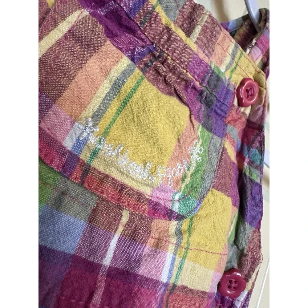 OshKosh Bgosh Toddler Girls Plaid Overall Dress Sz‎ 12 M Cotton Jumper